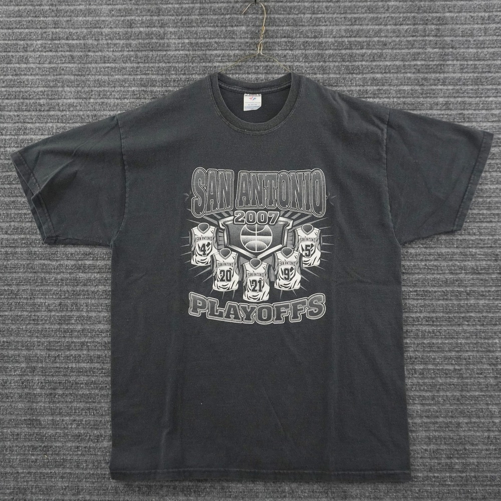Vintage 00s Jerzees San Antonio Playoffs T-Shirt Mens XL Black Graphic Tee